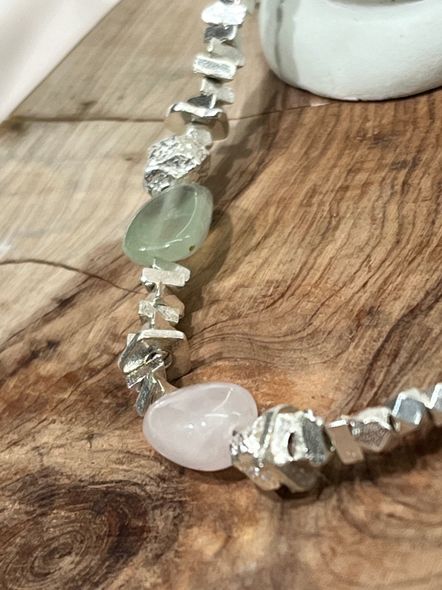 小丞飾 礦石不規則碎銀重工手鍊 16+4公分 #166