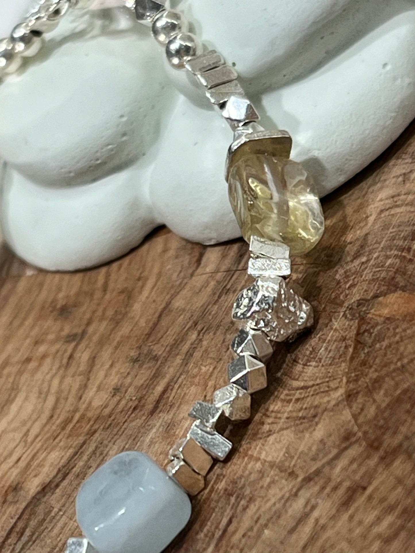 小丞飾 礦石不規則碎銀重工手鍊 16+4公分 #166