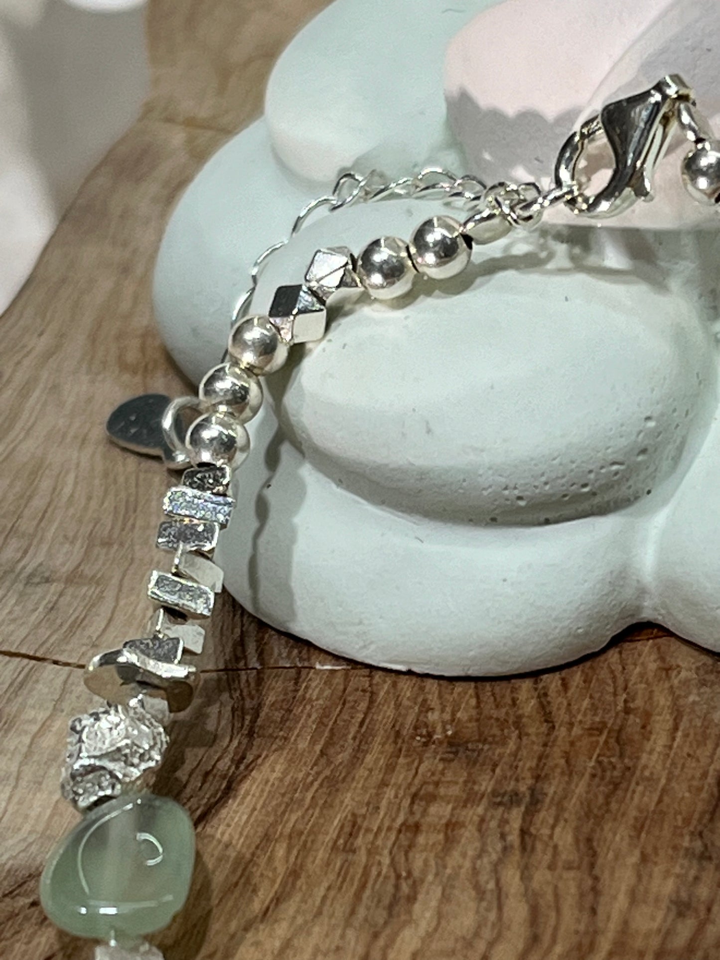 小丞飾 礦石不規則碎銀重工手鍊 16+4公分 #166