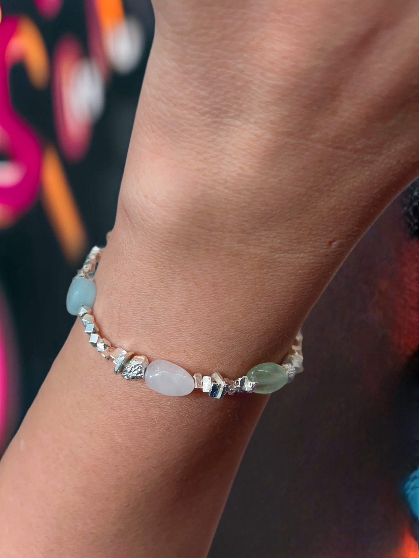 小丞飾 礦石不規則碎銀重工手鍊 16+4公分 #166