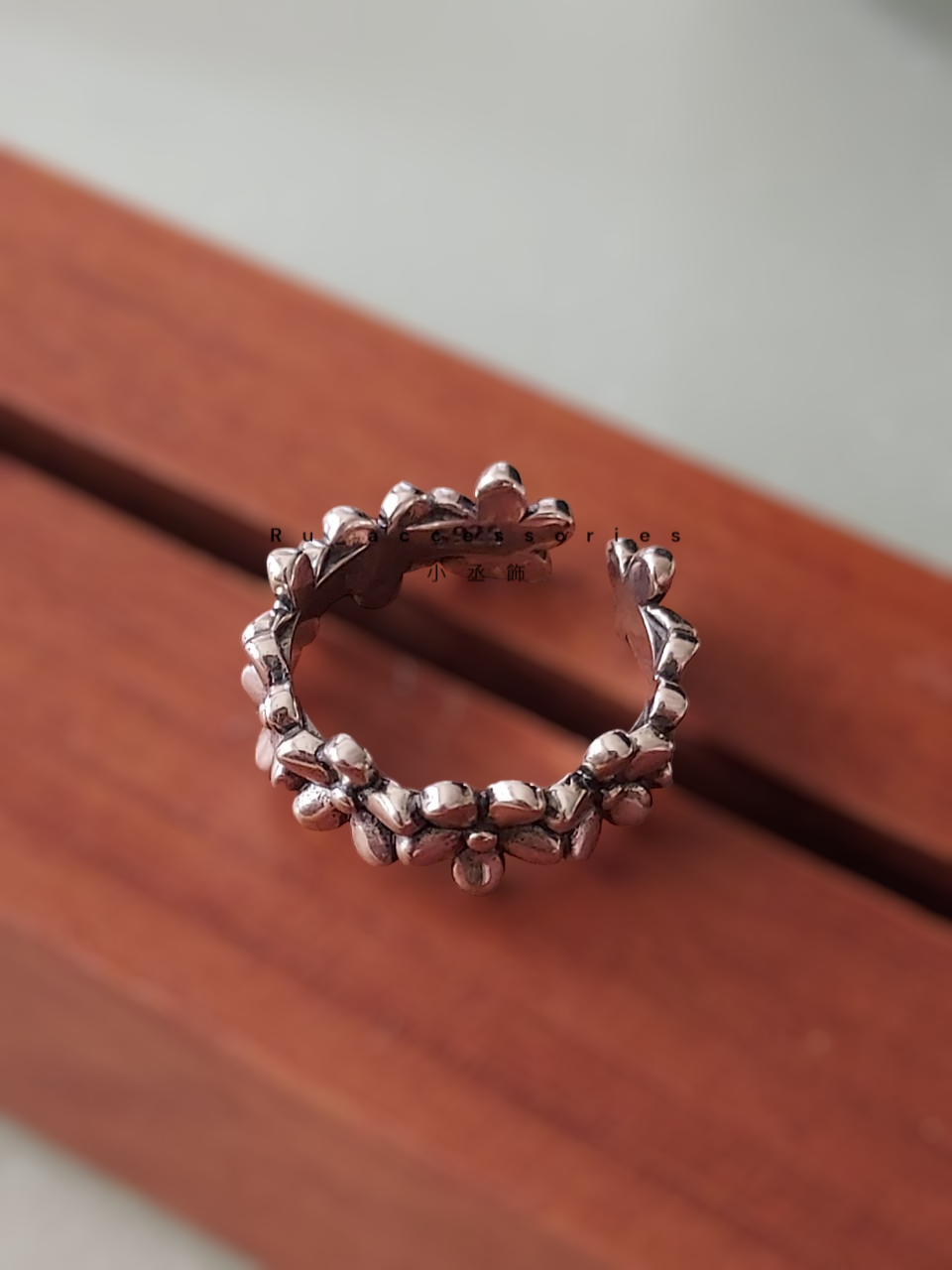 可愛爆表立體滿版五瓣花開口戒 #36