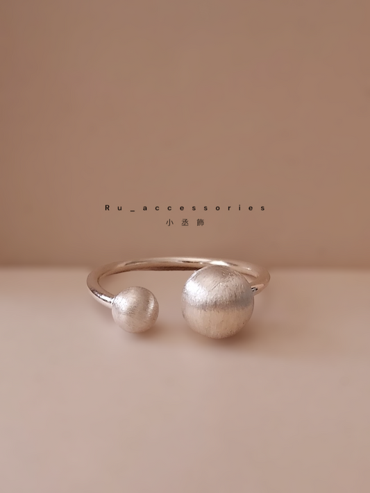 大小雙珠開口戒 #103