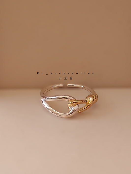 撞色扭結開口戒 #76