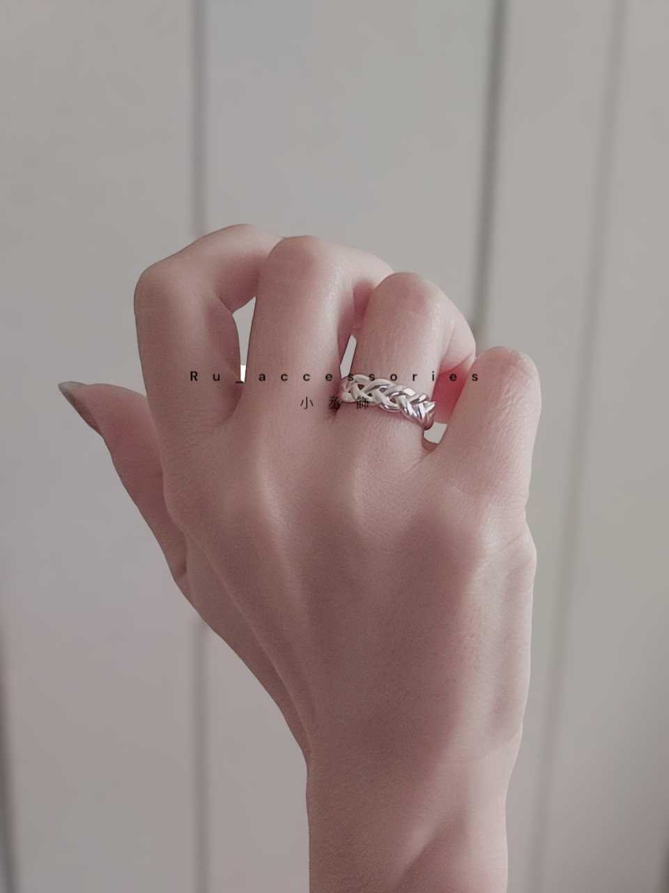 亮面麻花開口戒 #148