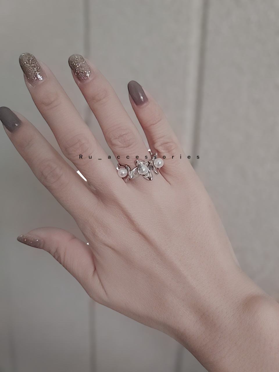 翩翩飛呀蝴蝶珍珠開口戒 #145