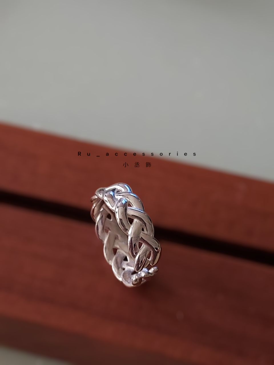 亮面麻花開口戒 #148