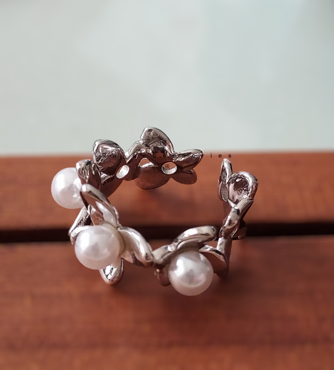 翩翩飛呀蝴蝶珍珠開口戒 #145