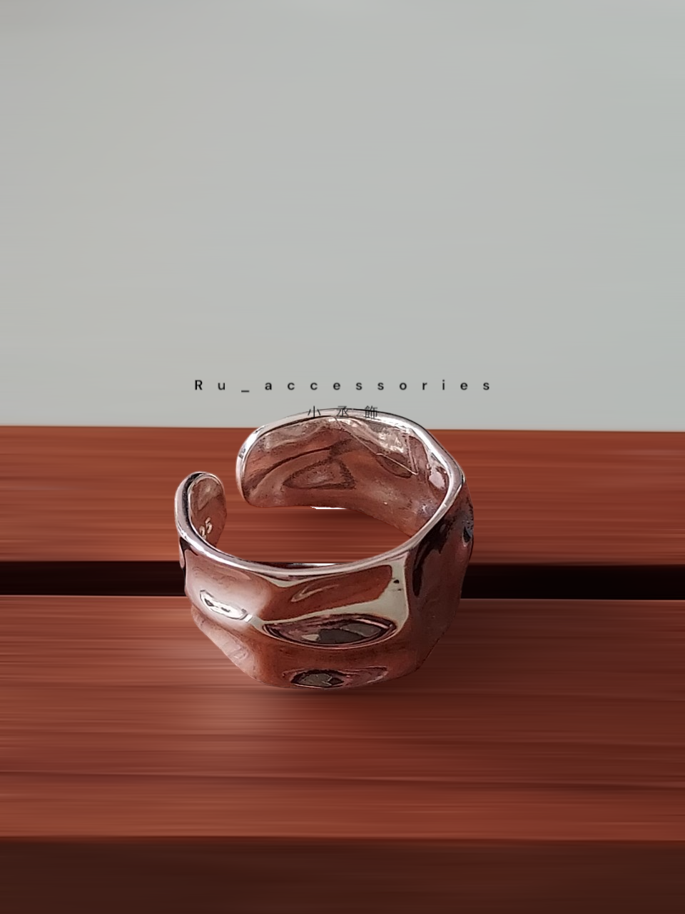 個性款皺摺寬版開口戒 #64