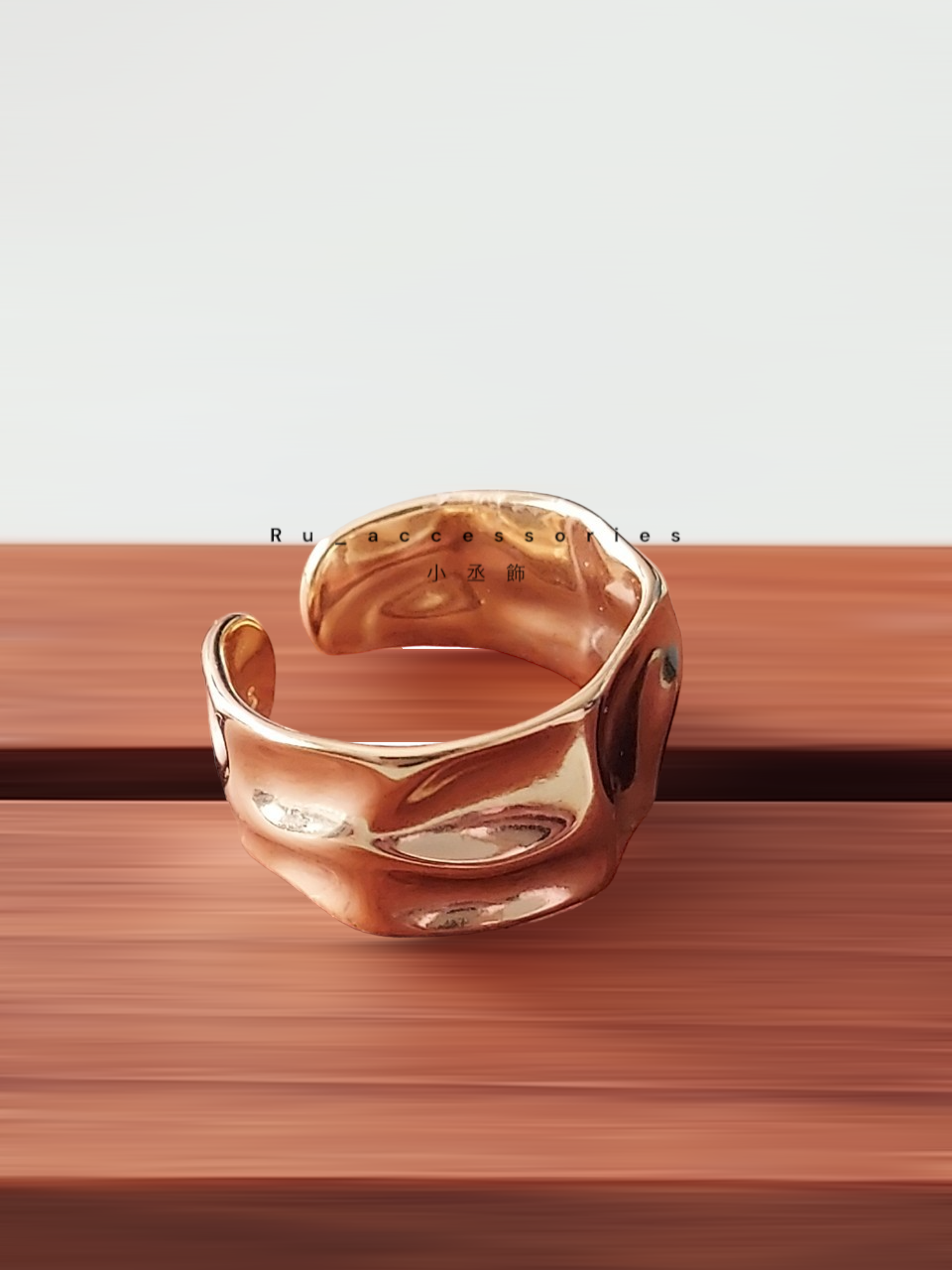 個性款皺摺寬版開口戒 #64