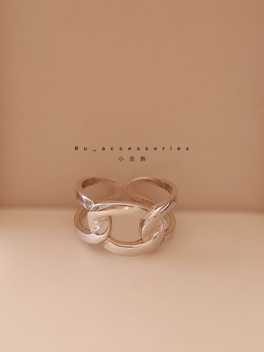 幾何雙層橢圓戒 #31