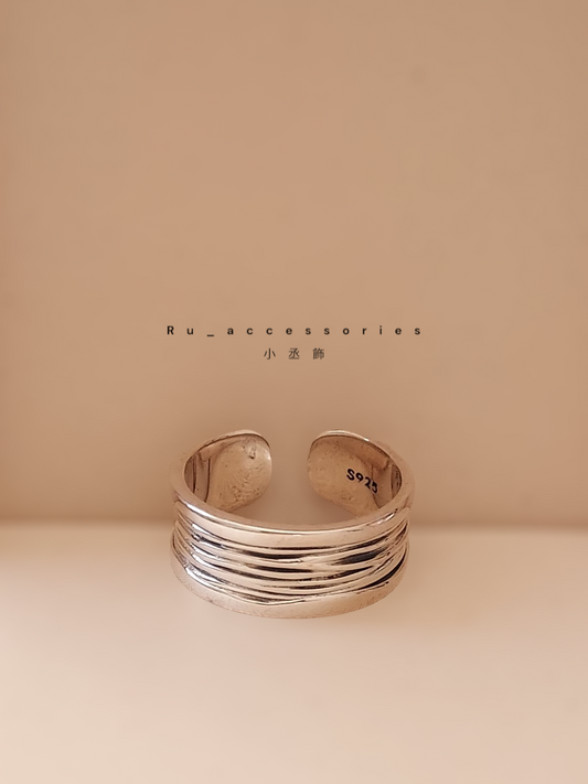 線條復古寬面開口戒 #139