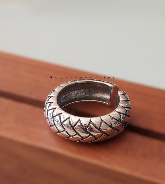 復古胖胖麻花開口戒 #10