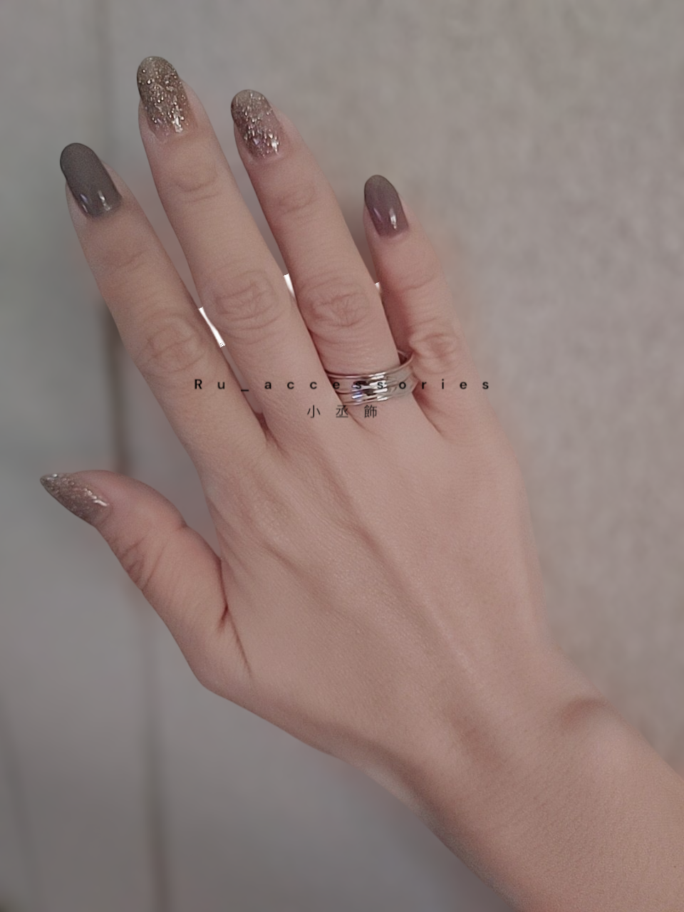 寬版凹面不規則開口戒 #210