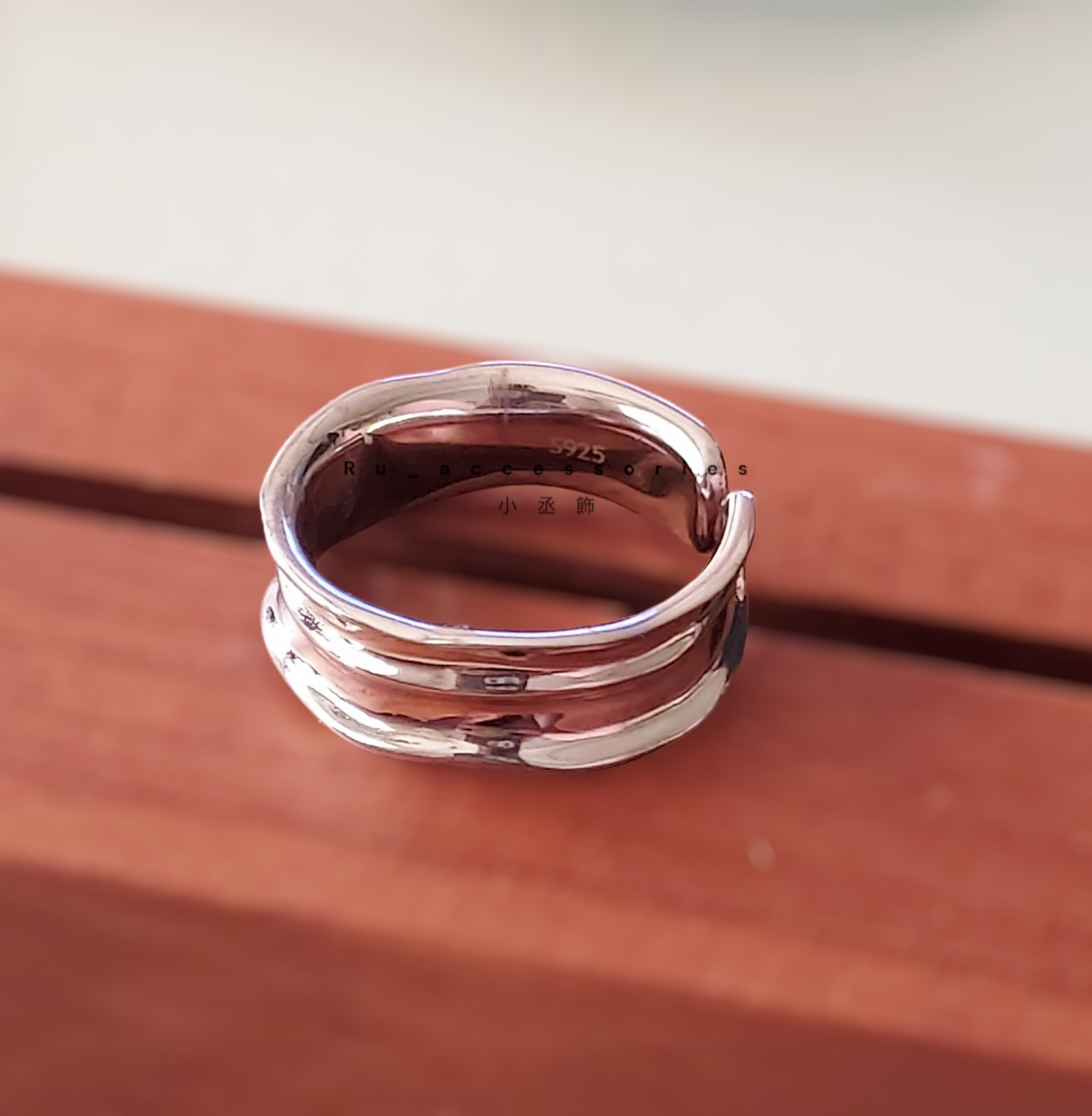 寬版凹面不規則開口戒 #210