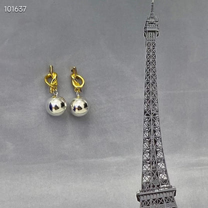 小丞飾 精緻小巧金銀撞色小圓球耳釘 小眾設計繩結簡約百搭時髦款 $550 #133