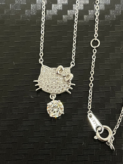 小丞飾-莫桑鑽50分-可愛貓咪項鍊 -40+2+3公分 N6031519