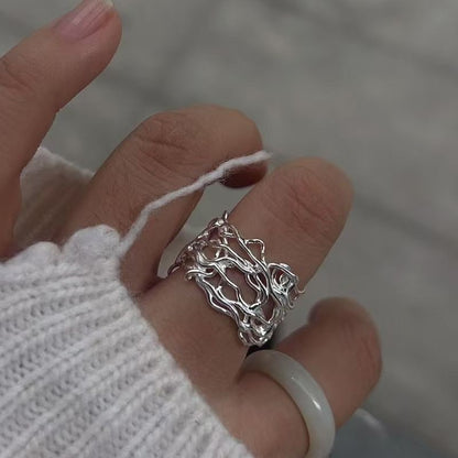 小丞飾
925純銀 韓國多層線條開口戒指  不規則 $990. R601181