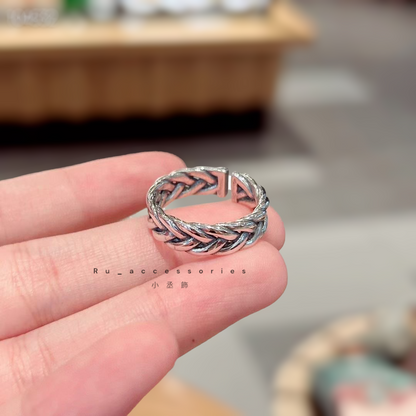厚版麻花開口戒＃160