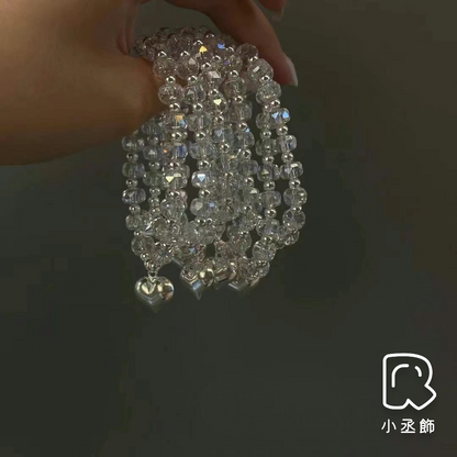 小丞飾 韓國製造925銀 水晶愛心彈力手鍊 $890 #140