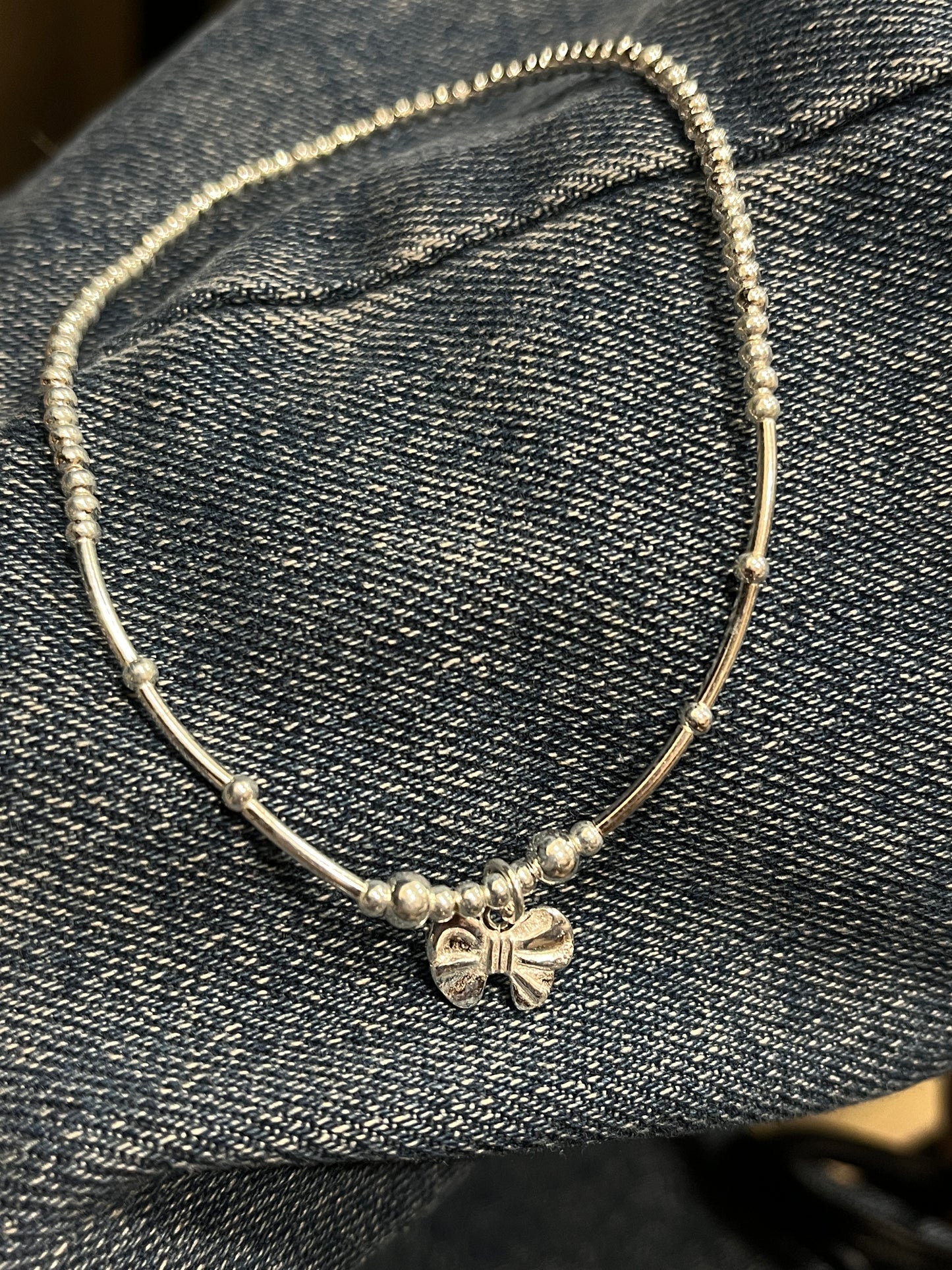 小丞飾 佩戴超方便的彈力繩蝴蝶結🎀圓珠腳鏈$890 #A601021