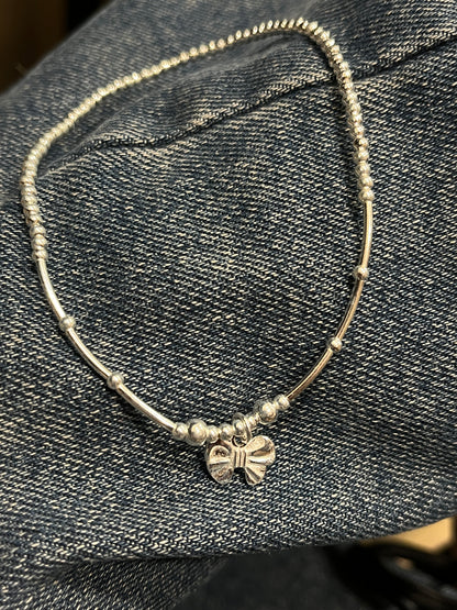 小丞飾 佩戴超方便的彈力繩蝴蝶結🎀圓珠腳鏈$890 #A601021