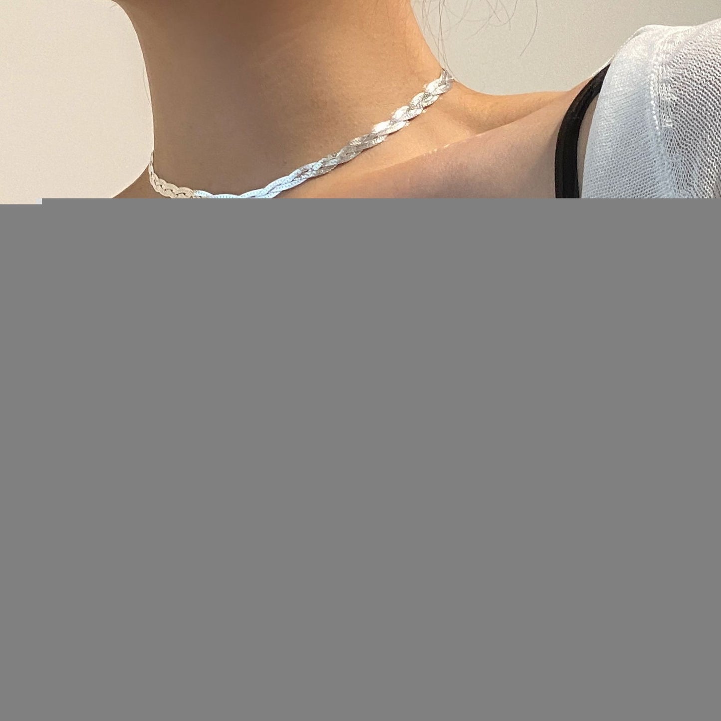 小丞飾
925純銀交織蛇骨項鍊女時髦多層纏繞裸鏈亮銀鎖骨鏈N604041 
38+9公分