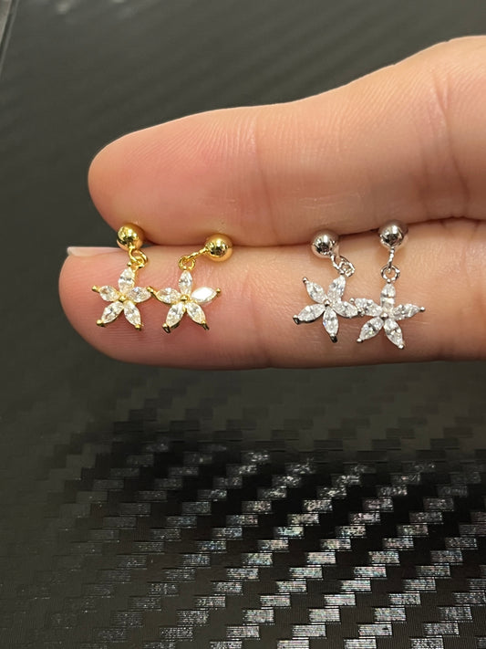 小丞飾S999足銀個性五瓣花螺絲耳釘女簡約百搭超閃鋯石耳飾
$390
金銀兩色。R601312