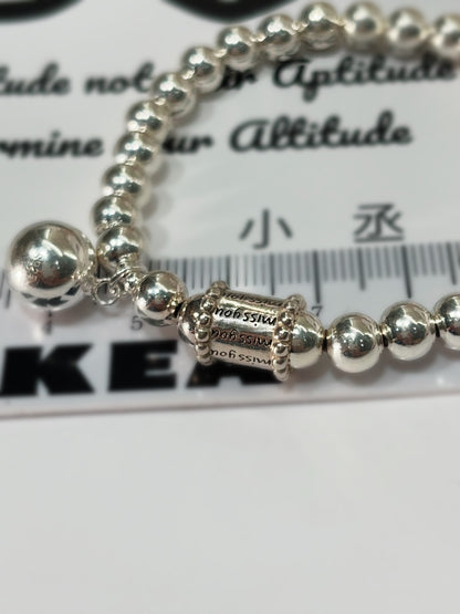 小丞飾 6mm 圓珠miss you 轉運桶彈力繩手鍊 16公分，笑臉珠珠10mm #162