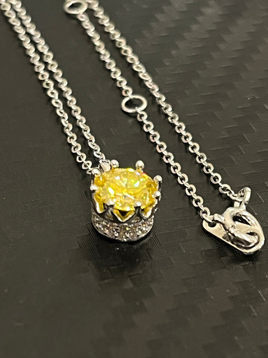 小丞飾-莫桑鑽1ct-黃鑽皇冠👑項鍊 40+2+3公分 N6031524