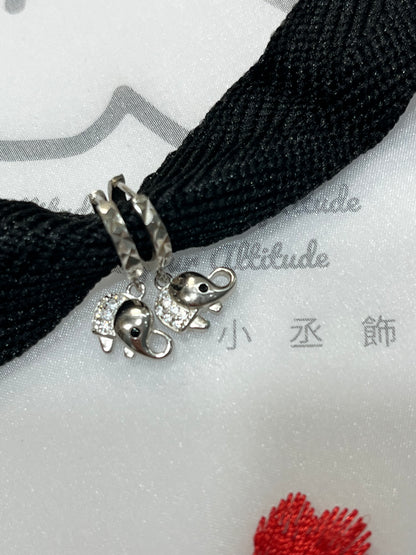 小丞飾 車花造型大象墜子耳圈 圈口9mm $290    #129