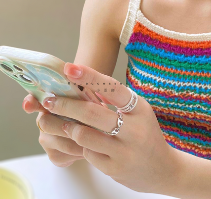 銀色款圓扁豬鼻開口戒#424