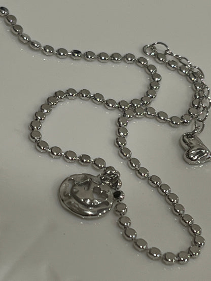 小丞飾_閃亮純銀扁豆愛心俏皮笑臉腳鏈-長度22+3 公分 ，$690 ，#1031-1