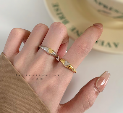 撞色愛心開口戒#53