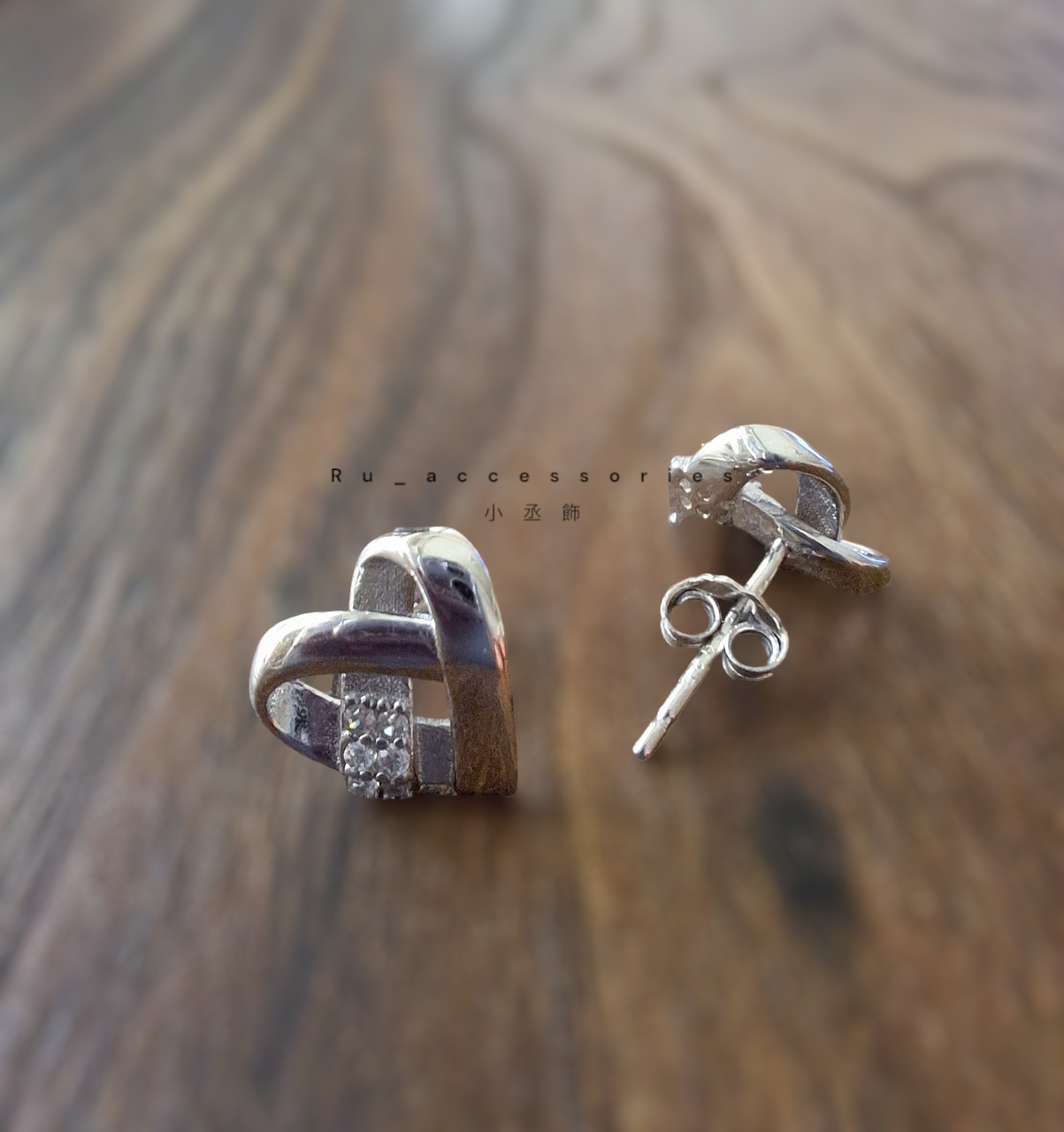 雙色愛心耳釘 #33