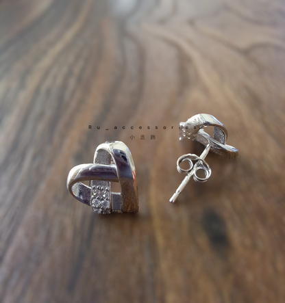 雙色愛心耳釘 #33