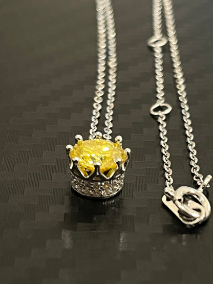 小丞飾-莫桑鑽1ct-黃鑽皇冠👑項鍊 40+2+3公分 N6031524