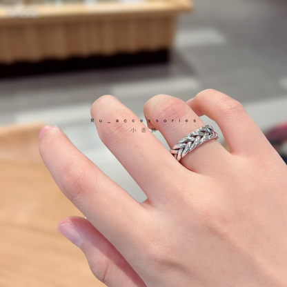 厚版麻花開口戒＃160