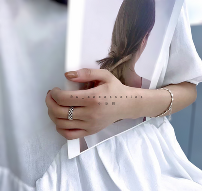 超級好看菱格紋開口戒 #403