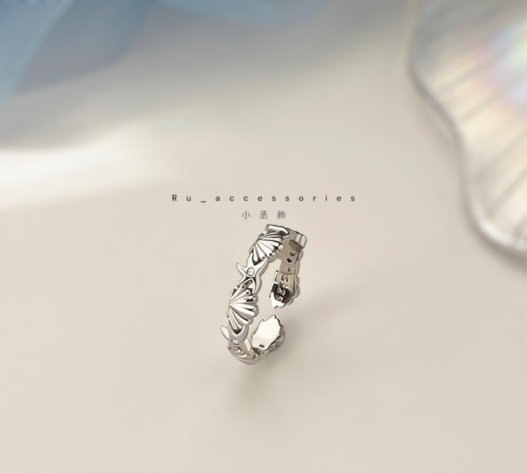 浪漫貝殼星開口戒 ＄404