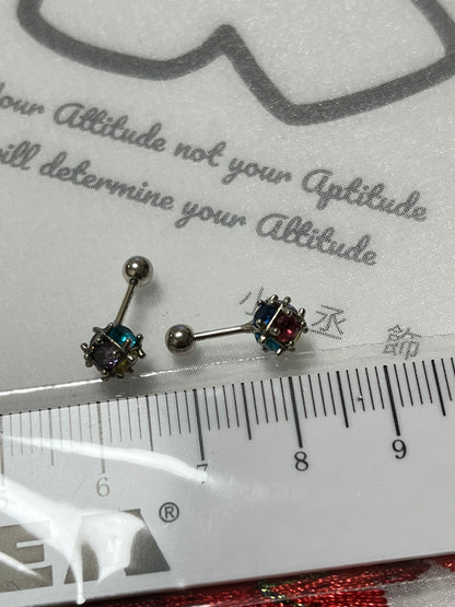 小丞飾 彩鑽轉珠耳環 圓珠3.3mm 耳針7mm $290 #110