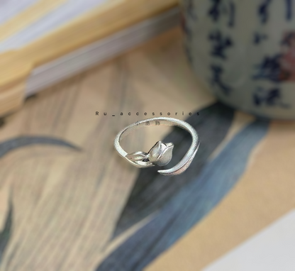 鬱金香可愛風開口戒#419