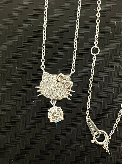 小丞飾-莫桑鑽50分-可愛貓咪項鍊 -40+2+3公分 N6031519