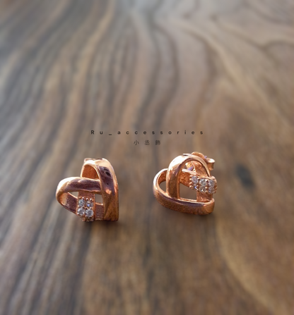 雙色愛心耳釘 #33