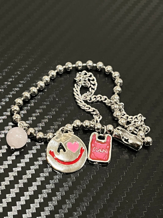 小丞飾
粉嫩俏皮笑臉😊愛心圓珠雙鏈手鏈 適合14-15手圍 總長17公分
$1890   #B11231