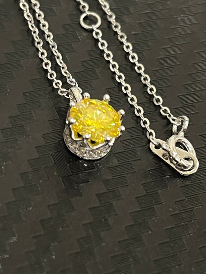 小丞飾-莫桑鑽1ct-黃鑽皇冠👑項鍊 40+2+3公分 N6031524