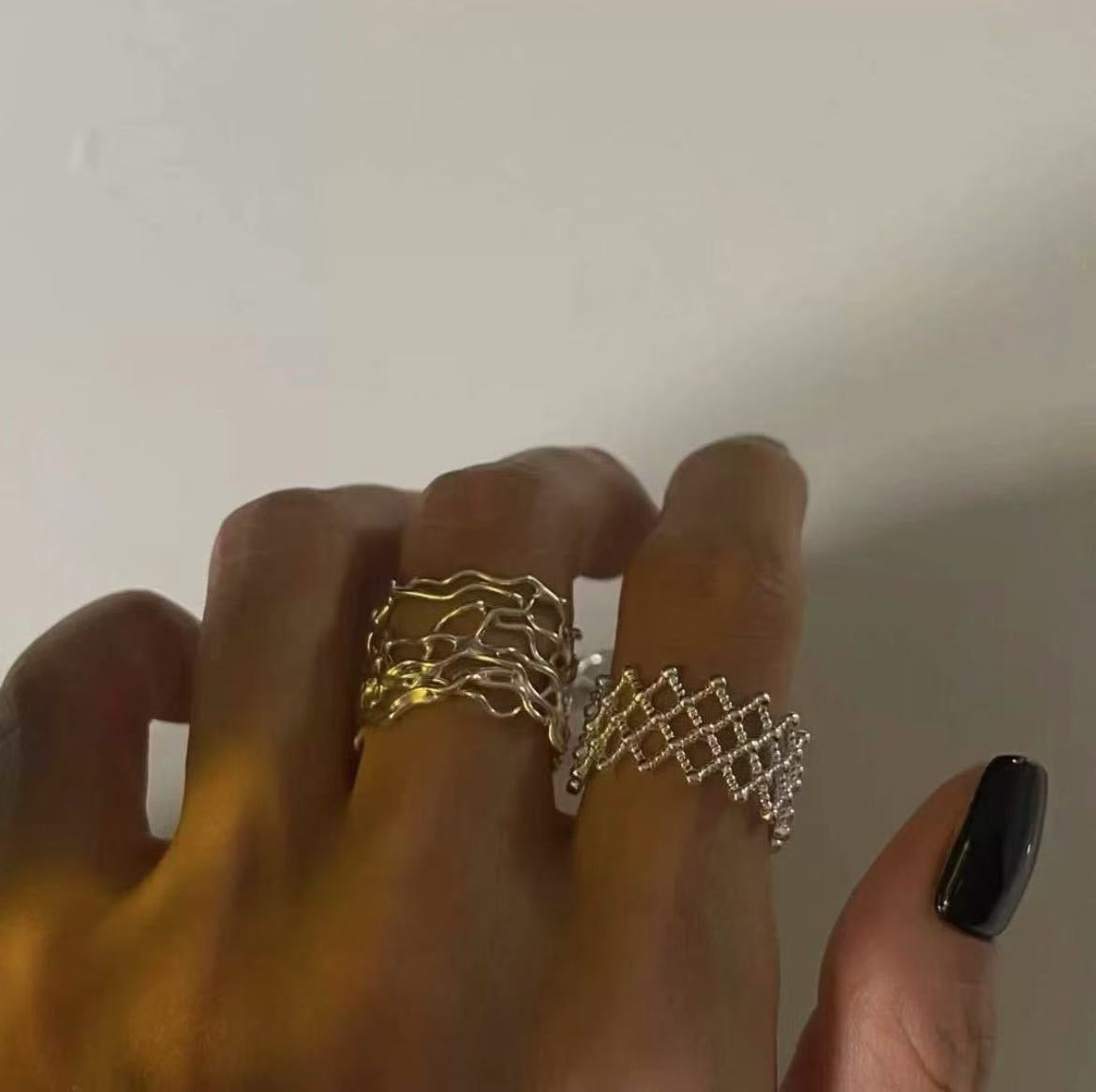 小丞飾
925純銀 韓國多層線條開口戒指  不規則 $990. R601181