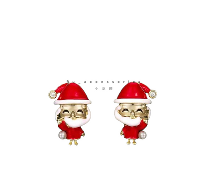 可愛無極限聖誕老公公耳環 金銀兩色 #34