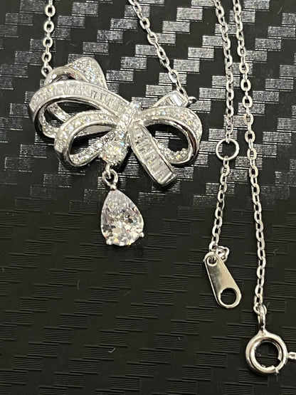 小丞飾-莫桑鑽 超美蝴蝶結🎀項鍊 40+2+3公分 N6031522