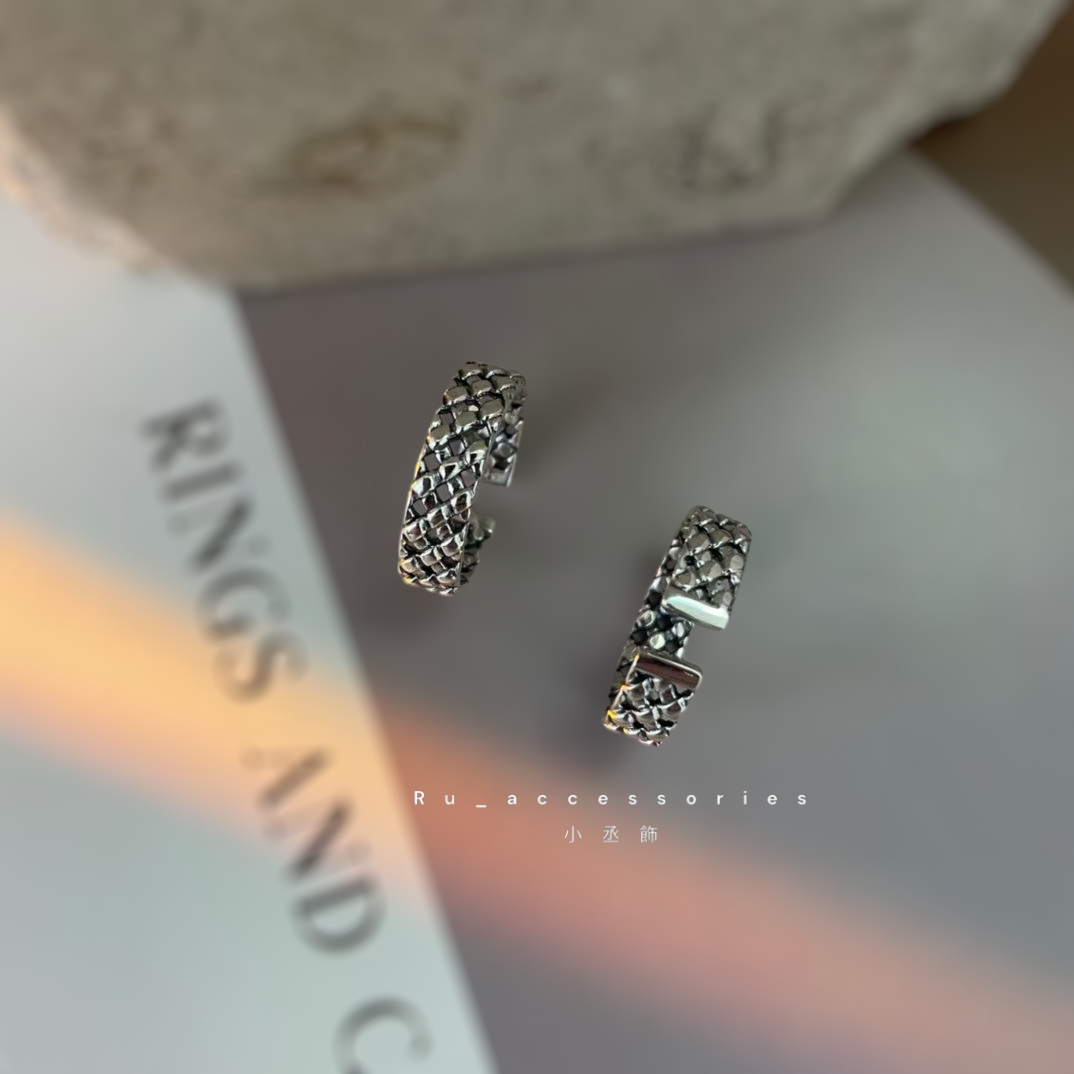 超級好看菱格紋開口戒 #403