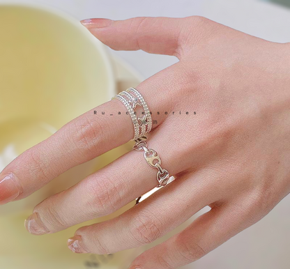 銀色款圓扁豬鼻開口戒#424